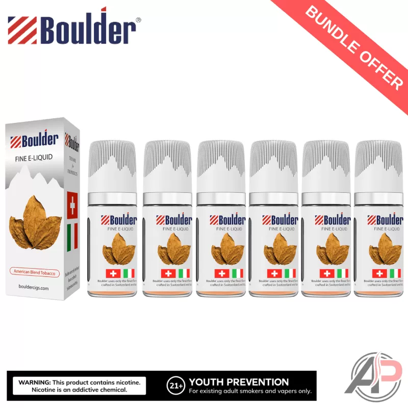 Boulder American Blend Tobacco E-Liquid 10mL 6 Bottle Bundle Box - Image 3