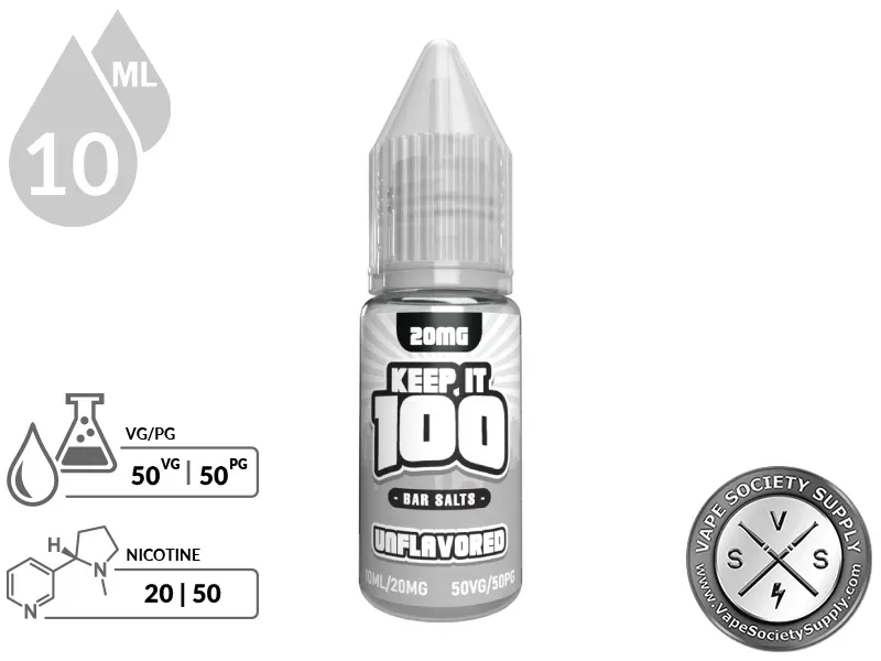 Unflavored by Keep It 100 Bar Salt 10ml - Image 2