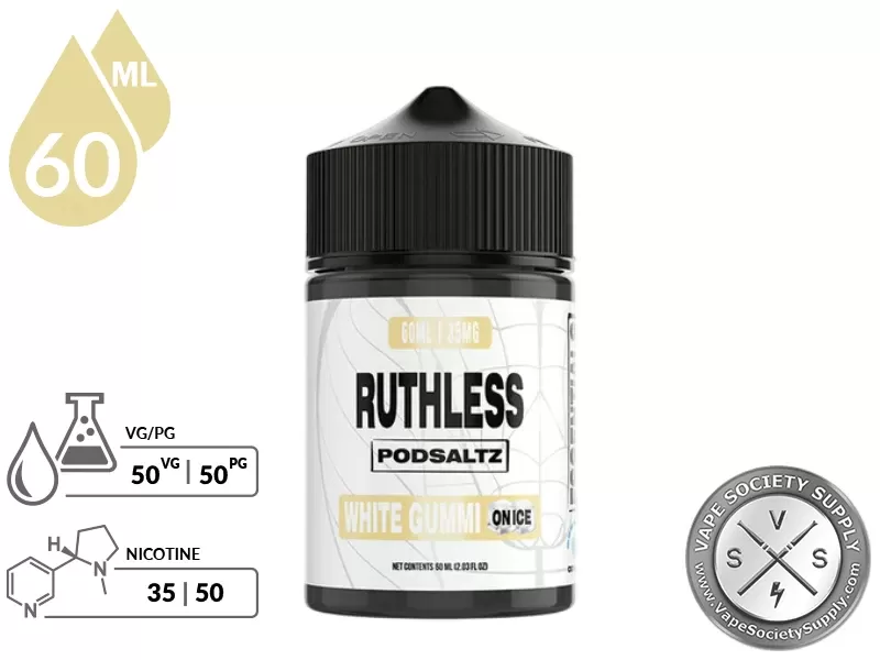 White Gummi On Ice Ruthless Essentials Pod Salt 60ml - Image 2