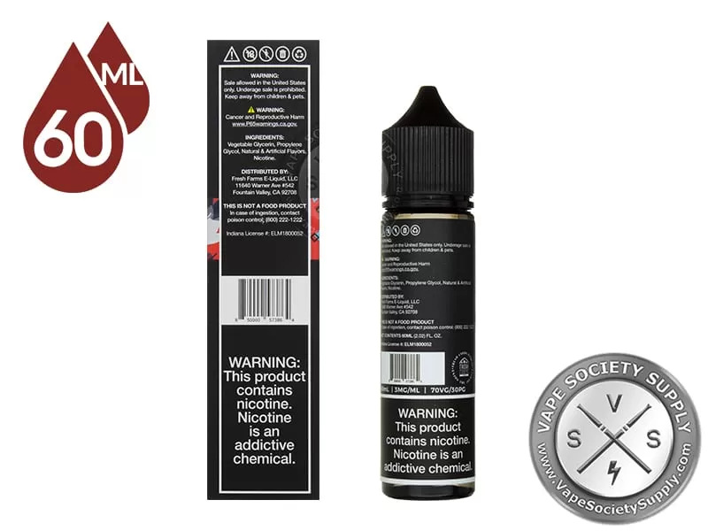 Strawberry Coconut Refresher Fruitia Fresh Farms E-Liquid 60ml - Image 3