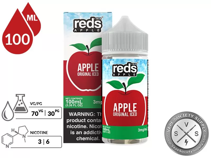 Original Iced Reds Apple 7 Daze 100ml - Image 2
