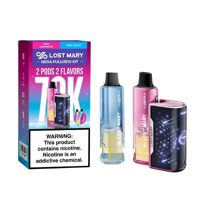 Pink Lemonade + Pink & Blue LOST MARY NERA FULLVIEW 70K DISPOSABLE VAPE KIT