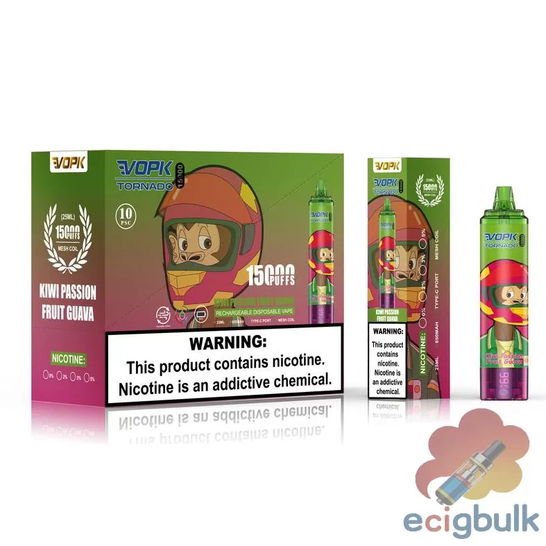 VOPK TORNADO 15000 Puffs Disposable Vape – 10 Flavors & Adjustable Airflow