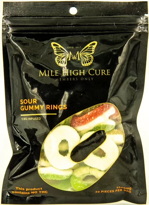 Mile High Cure Hemp Sour Gummy Rings 1000mg – Single Pack