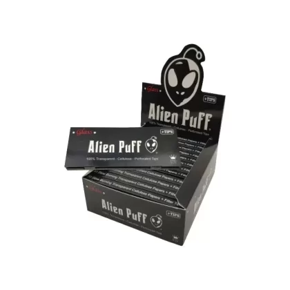 Alien Puff Transparent Cellulose King Size Rolling Papers & Tips (HP125-APT)
