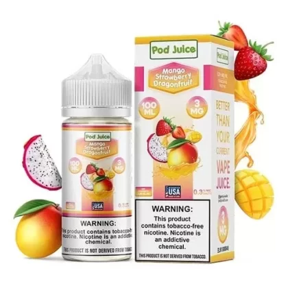 Pod Juice Freebase Nicotine – Mango Strawberry Dragonfruit