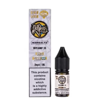 White Gummi on Ice Nic Salt E-Liquid by Ruthless Bar Saltz